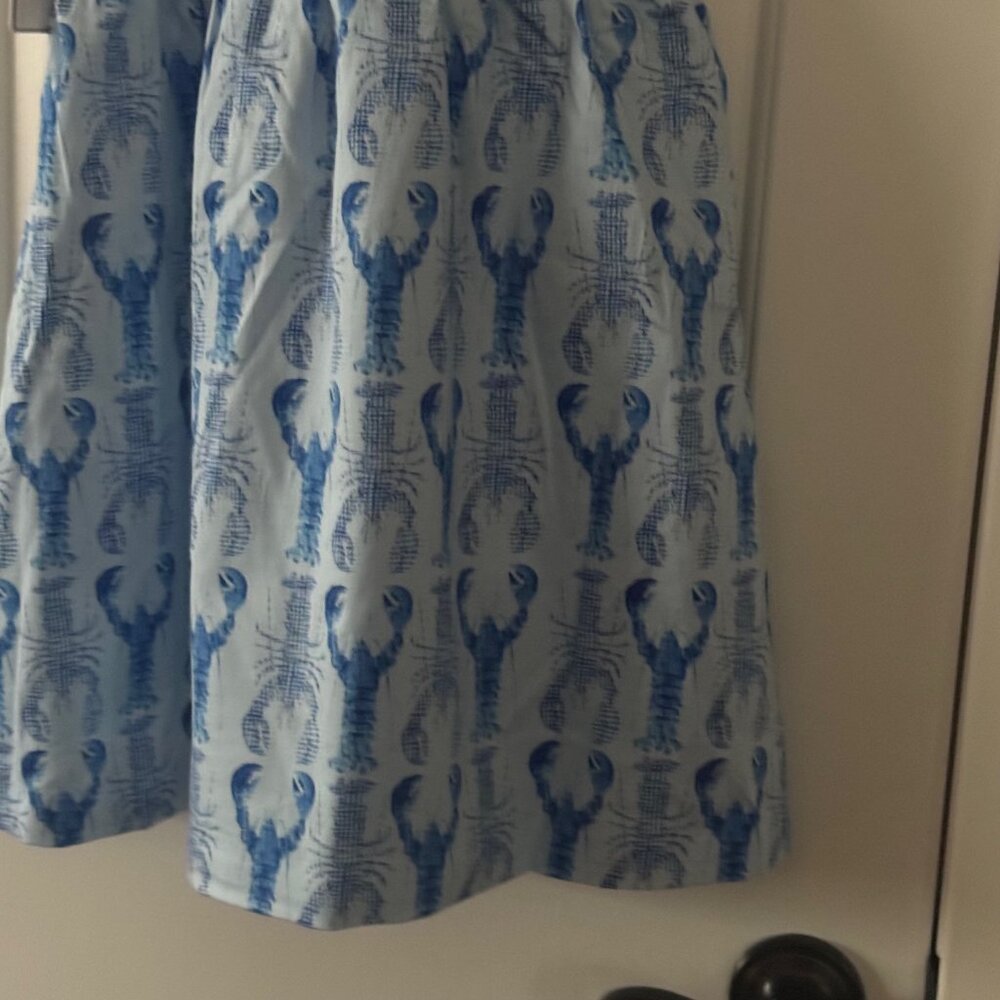 New Classic Prep Blue Hadley Dress Gingham Lobsters Print Smocked Dress Size 10 - Picture 9 of 12